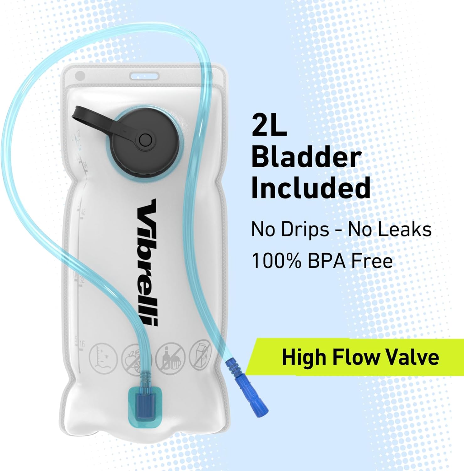2L Hydration Backpack with High Flow Bite Valve