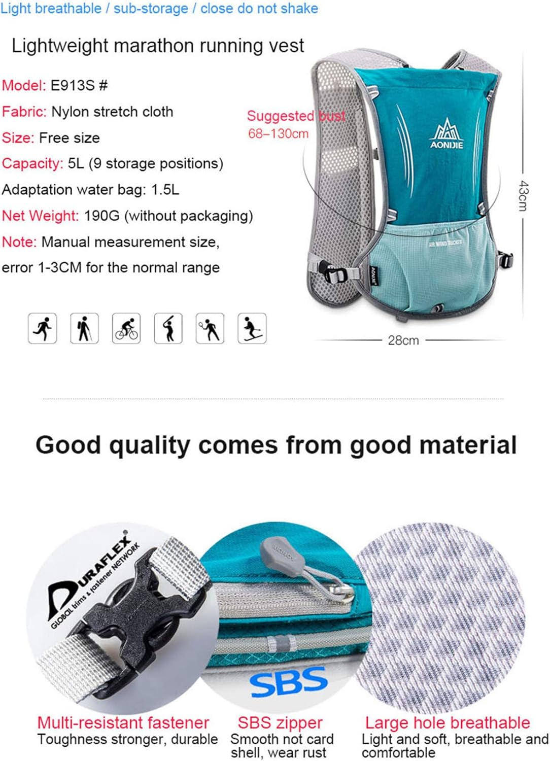 5L Lightweight Running Backpack