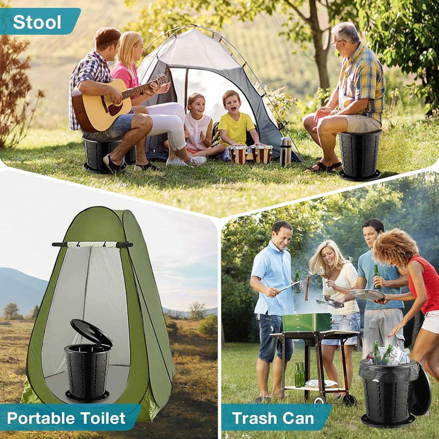Retractable Portable Toilet for Camping/Car