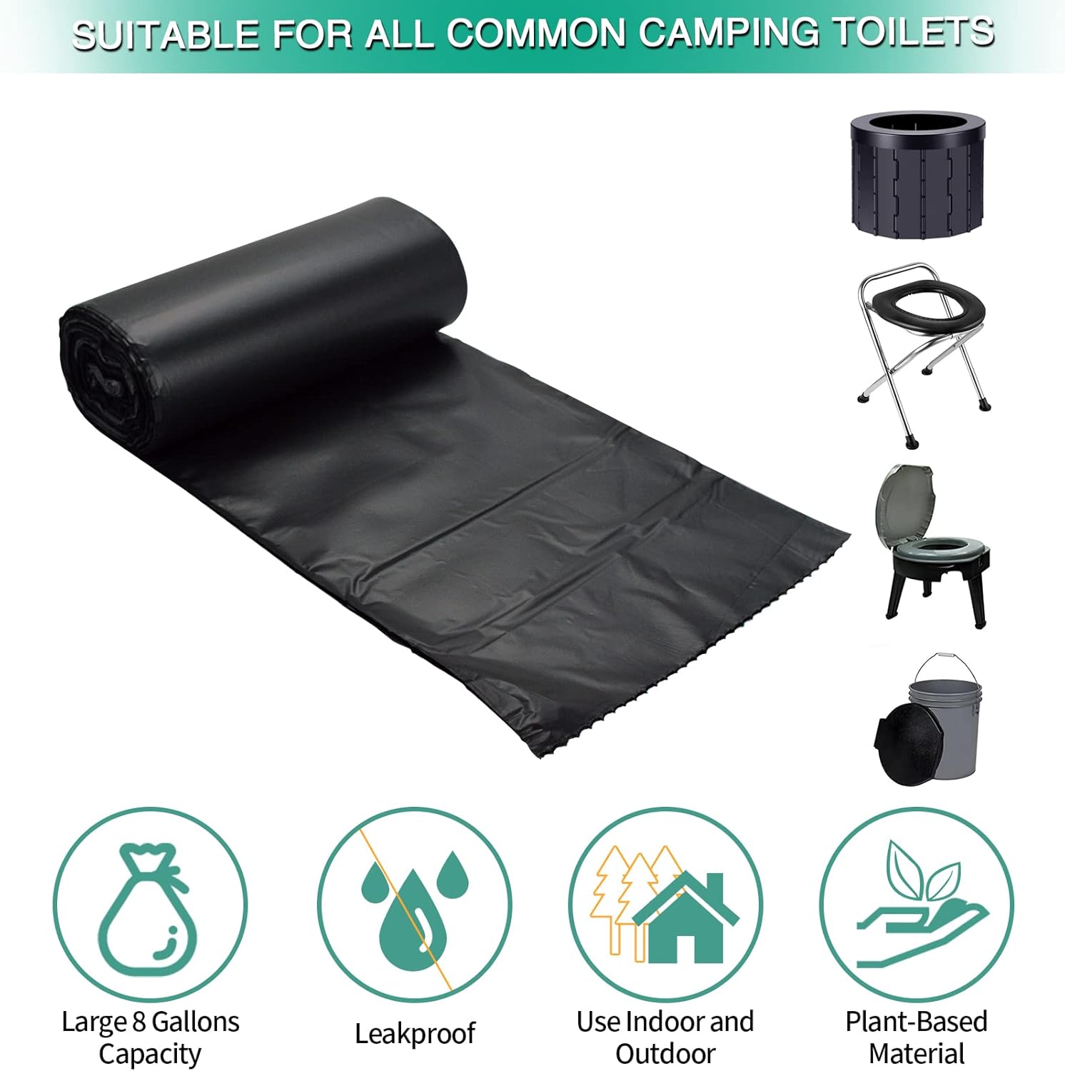 8 Gallon, 5 Gallon Portable Camping Toilet Bags