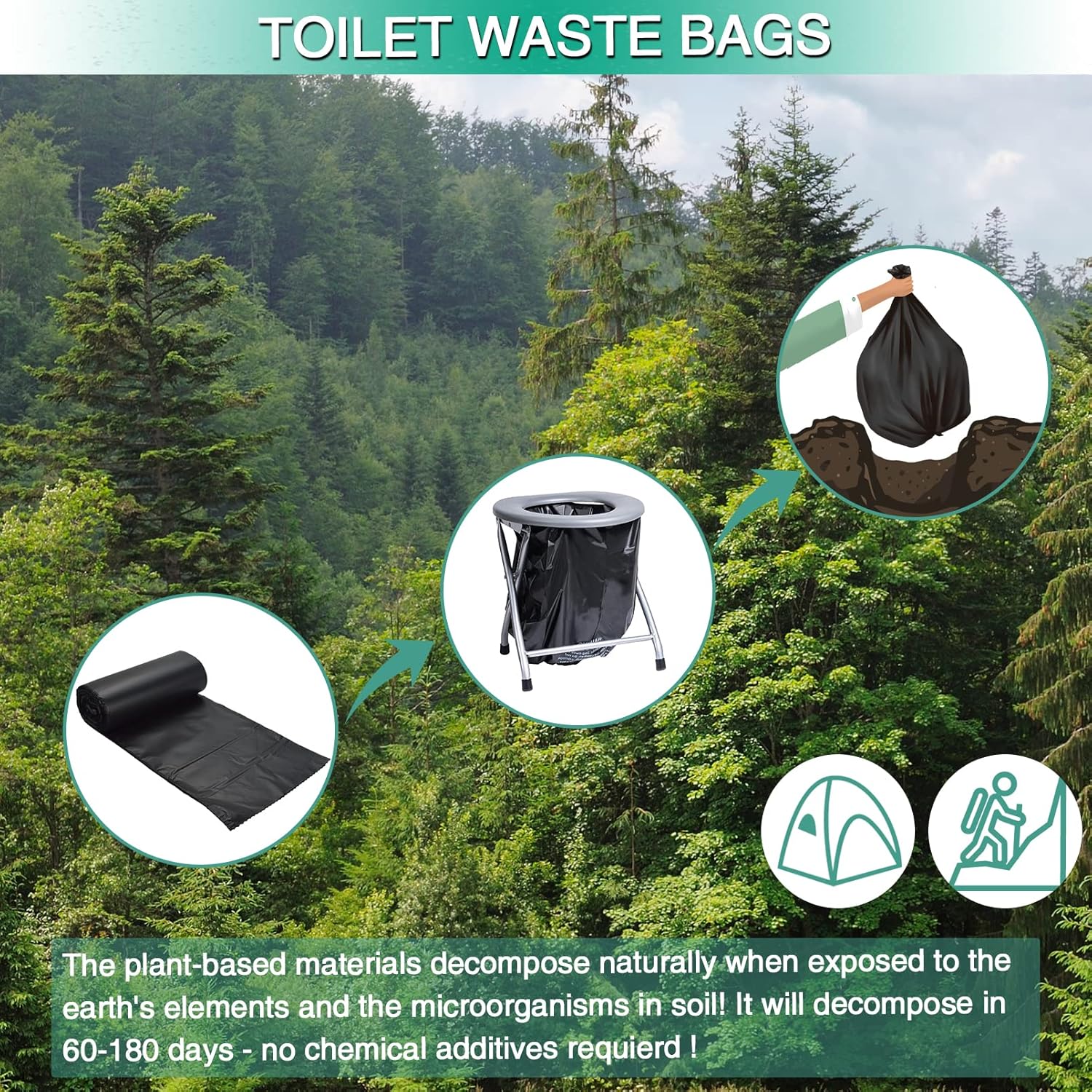 8 Gallon, 5 Gallon Portable Camping Toilet Bags