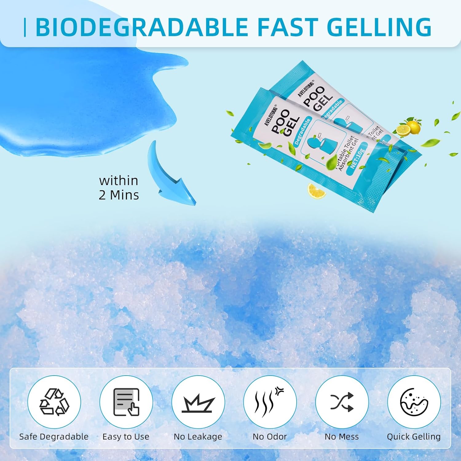 25 Pack Portable Toilet Absorbent Gel Powder