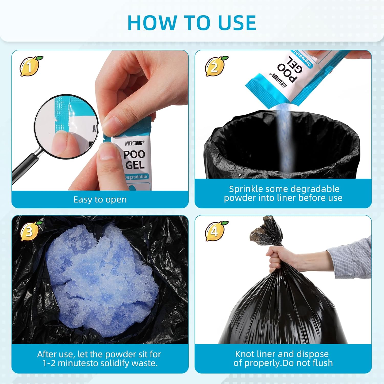 25 Pack Portable Toilet Absorbent Gel Powder