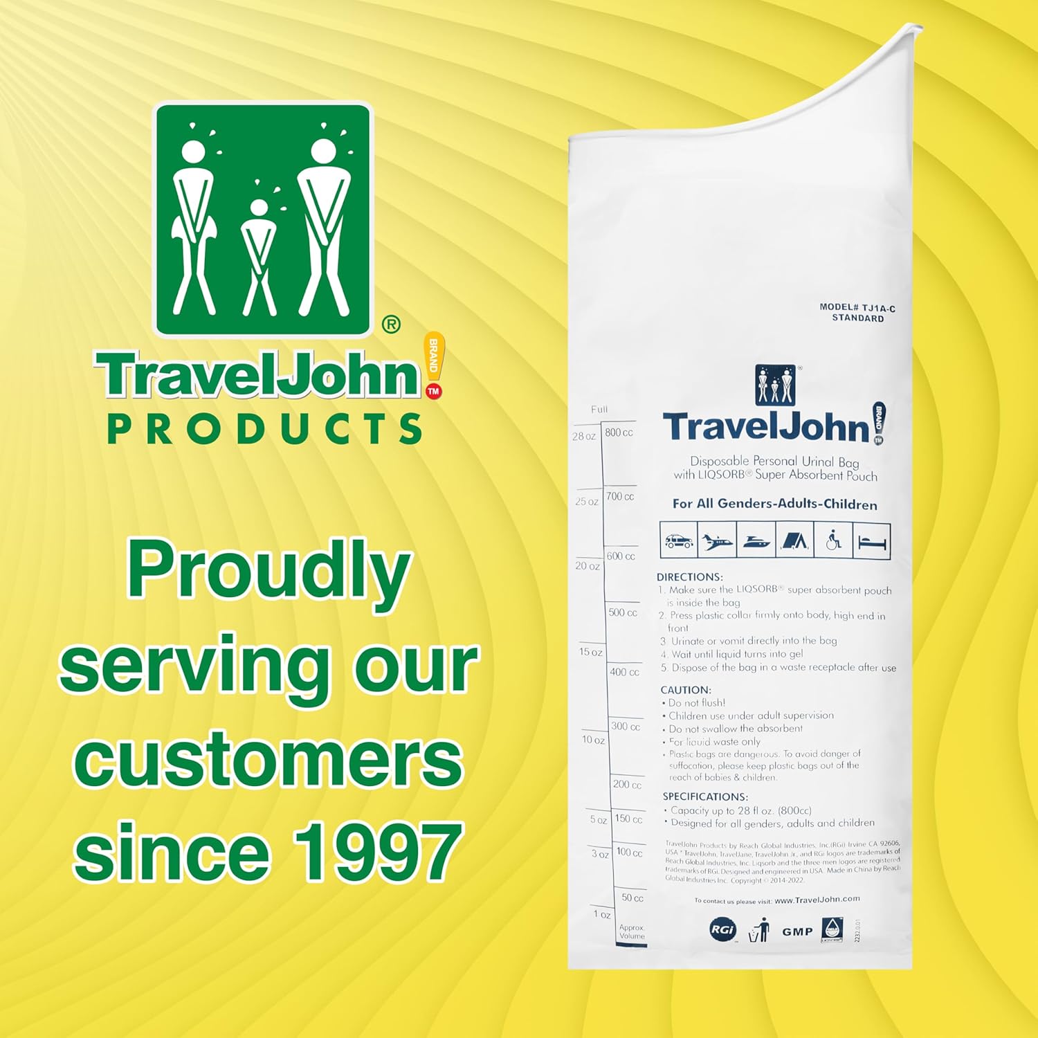 TravelJohn Disposable Bucket for All Sexes - Pack of 6