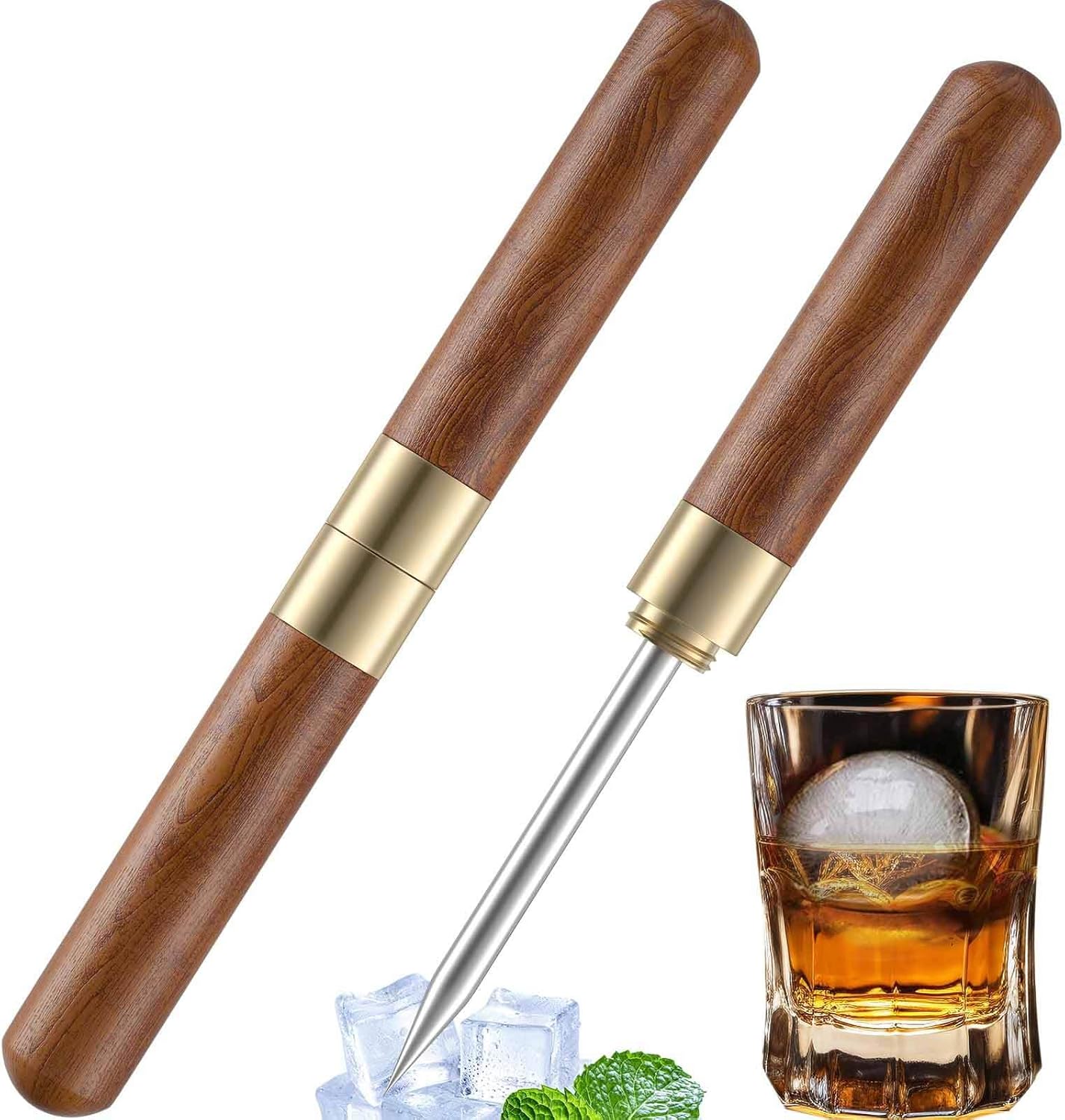 [2 pcs] Ice axe, ice axe with cover non-slip, ice axe stainless steel for breaking ice, easy to grip, for kitchen, bar, camping, restaurant, bartender