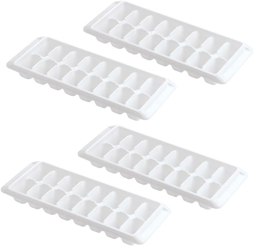 Kitch Easy Release White Ice Cube Tray, 16 Cube Tray (Pack of 4) (4 Pack - 64 Cubes)