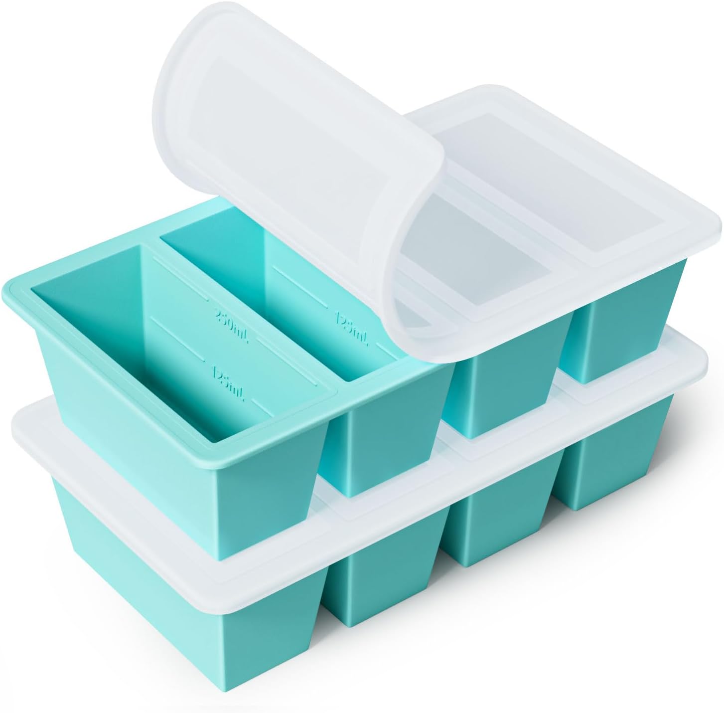 Silicone Freezer Tray for Sauce Cubes: GGOW Silicone Freezer Tray for Soup Storage - Fro250ml 125ml Soups