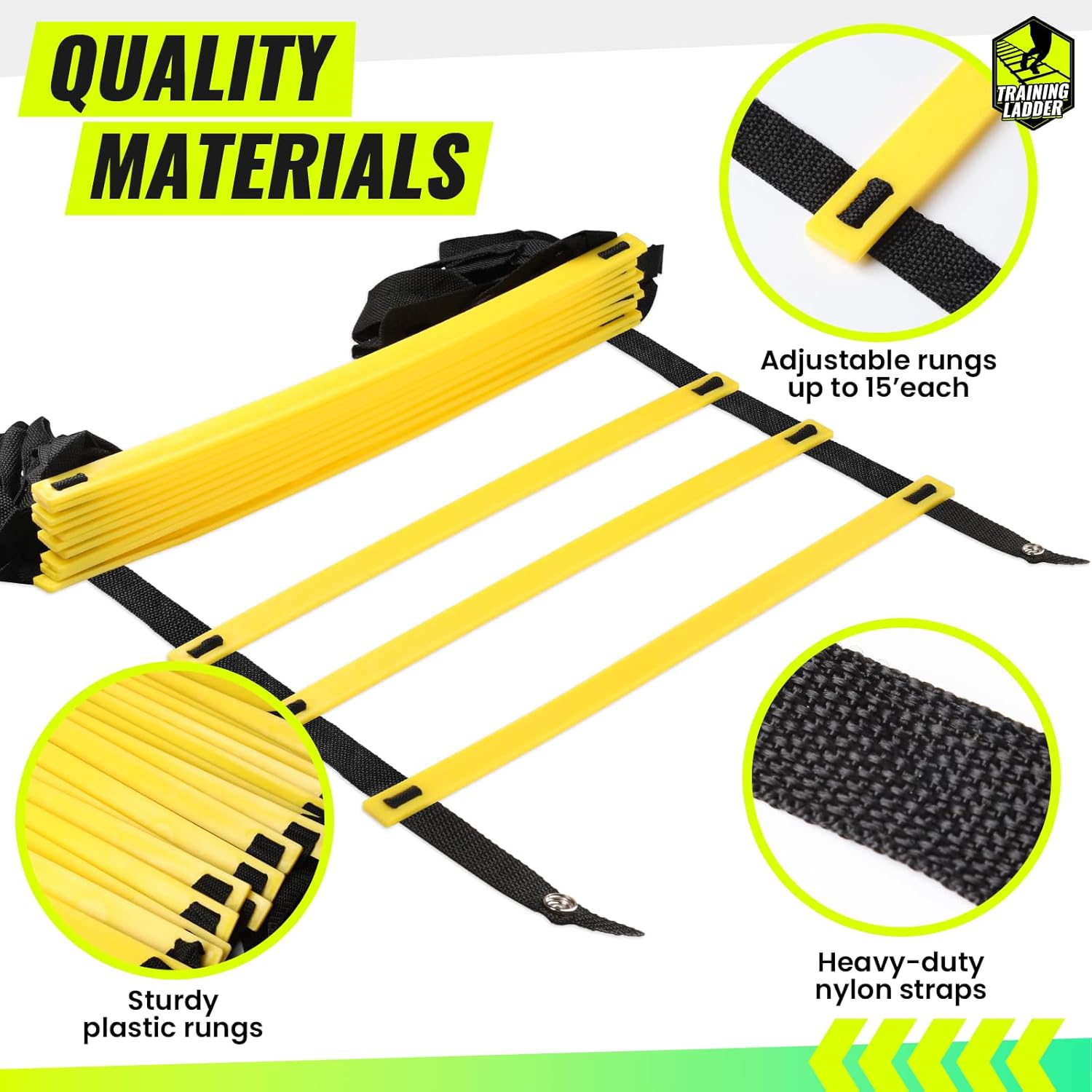 20 ft Agility Ladder 12 Cones Speed Training Equipment