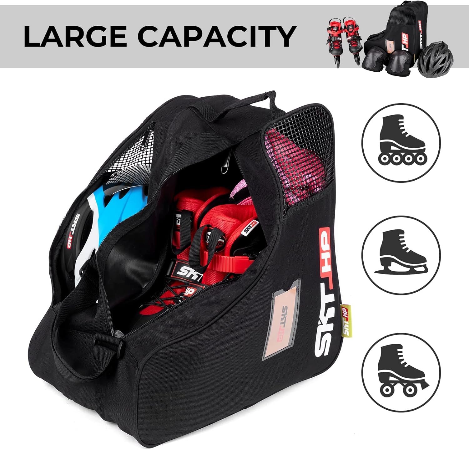 Adjustable Roller Skate Bag, Kids & Adults, Holds Inline Skates & Pads