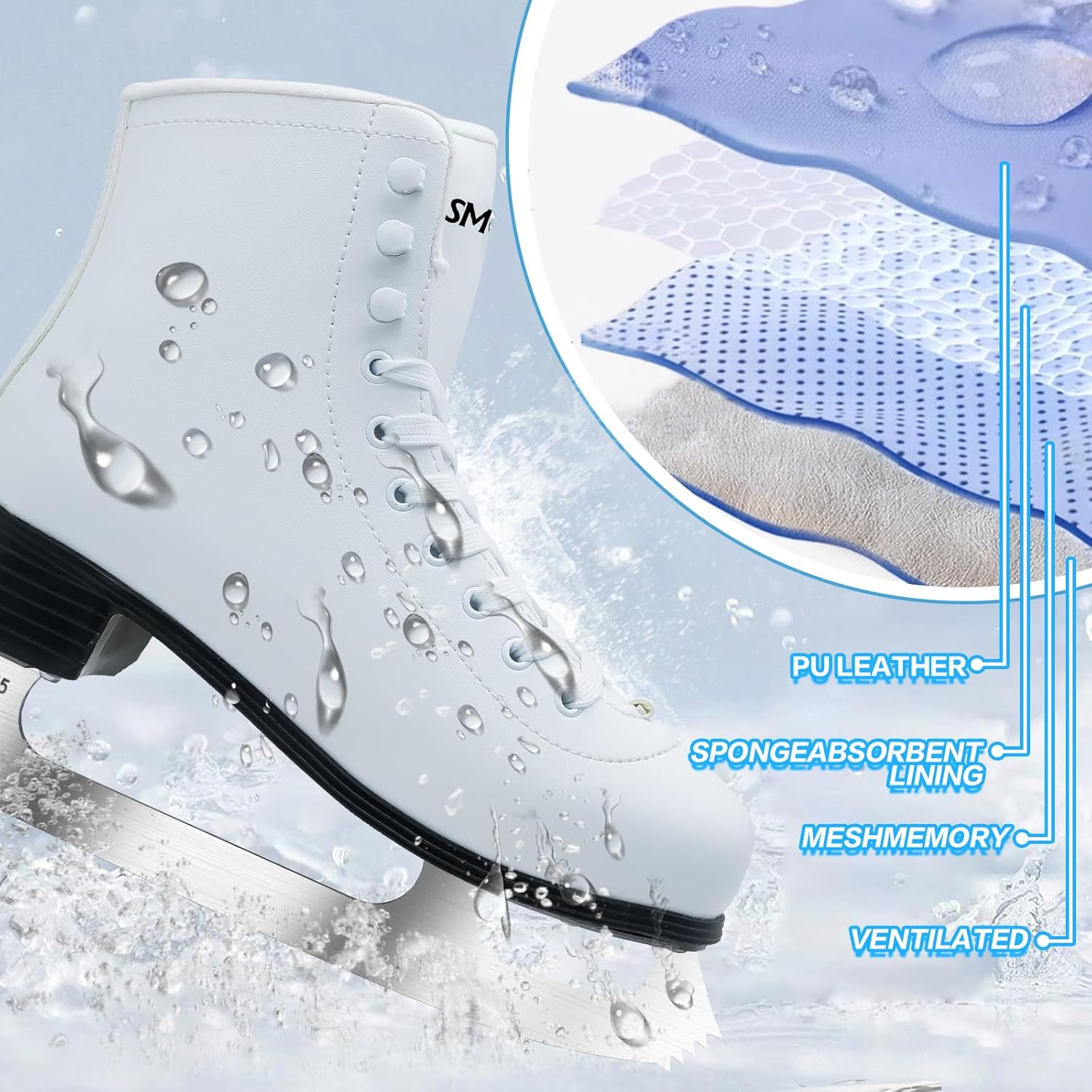 Women Men Figure Skates Classic Lace Up for Kids Adults