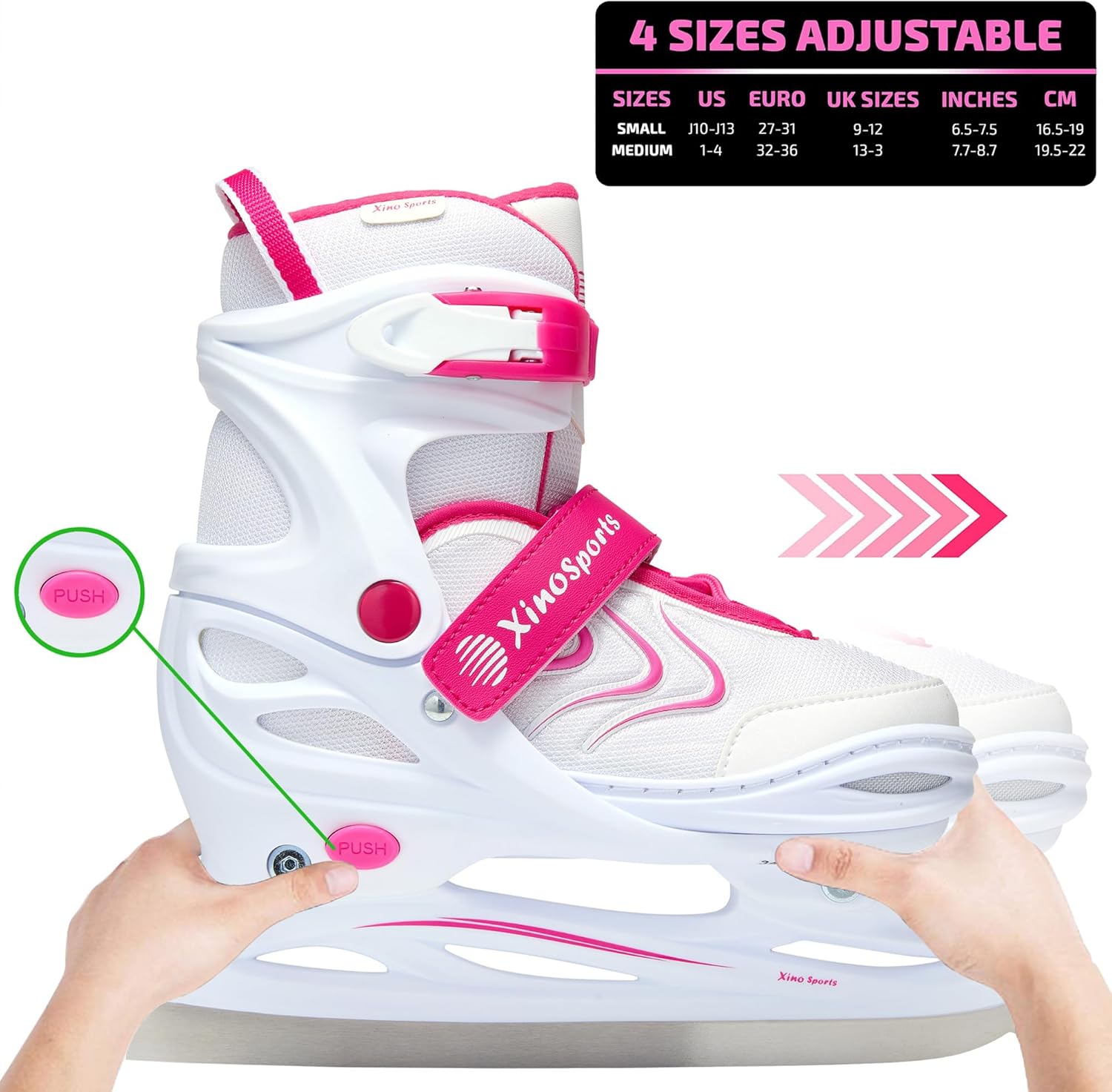2 Colors Blue Pink Soft Padding Ankle Support Adjustable Skates for Kids