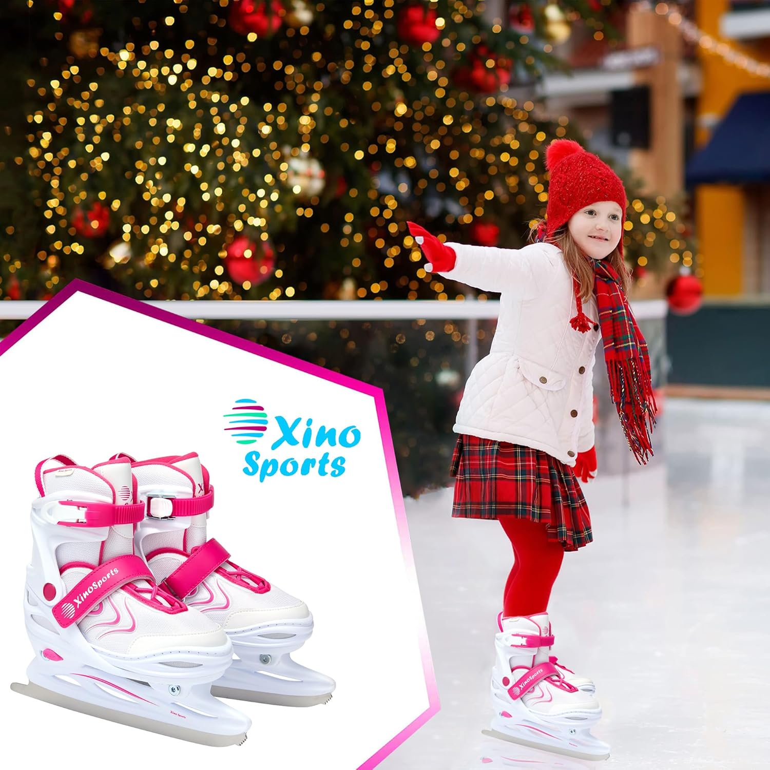 2 Colors Blue Pink Soft Padding Ankle Support Adjustable Skates for Kids