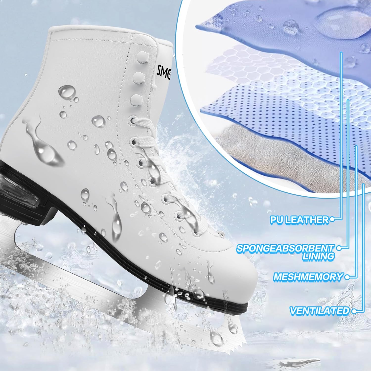 Women Men Figure Skates Air Cushion Deluxe Hockey Skates