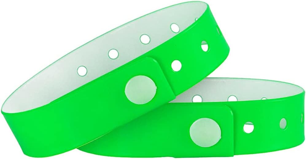 Ouchan Plastic Activity Wristbands Neon Green - Pack of 100 Party Vinyl Wristbands