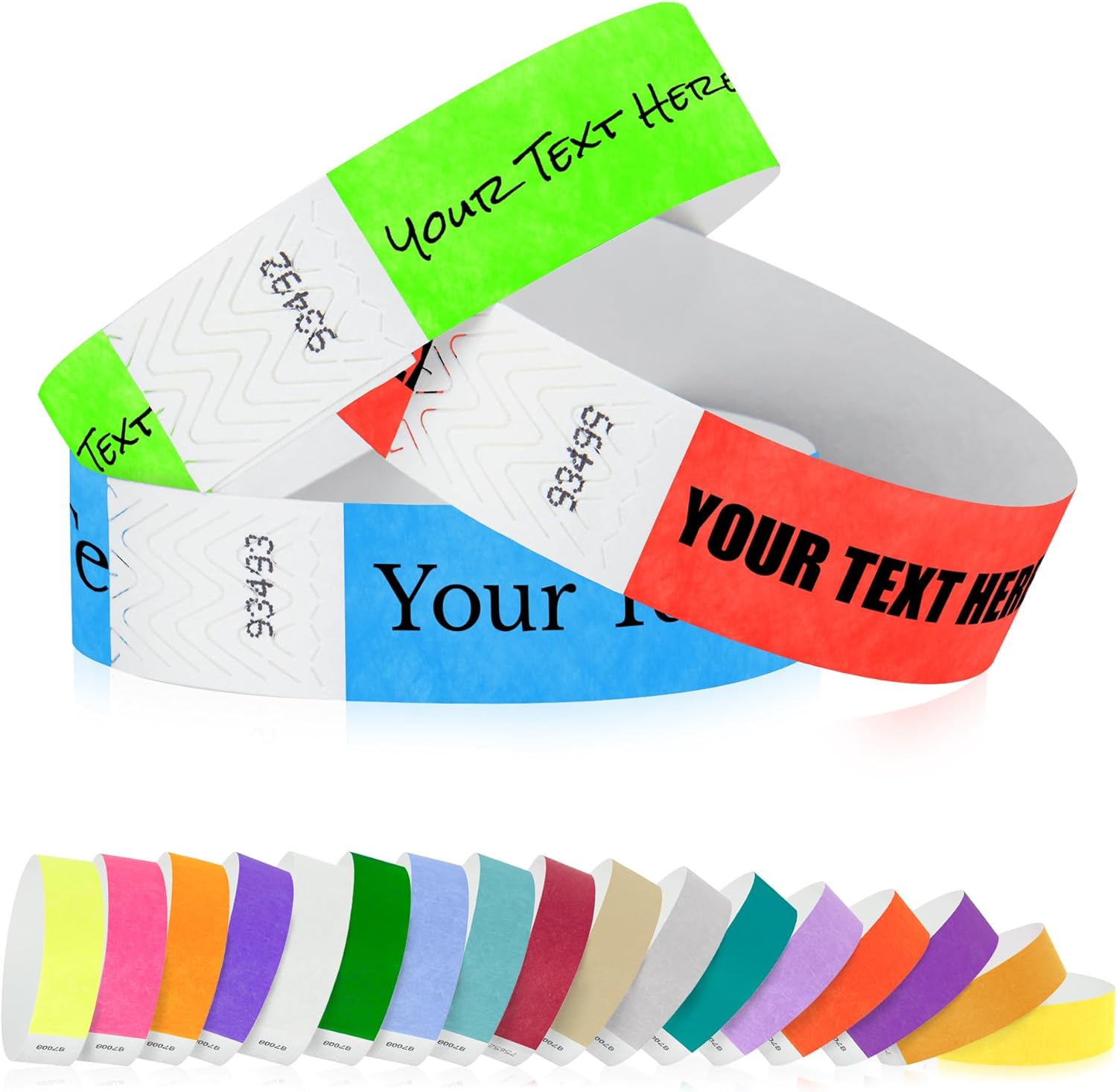 2400 Neon Paper Wristbands Only Bulk - Waterproof, Lightweight, Adhesive - Concert, Event, Party Hand Wrist Identification (Multi-Color)