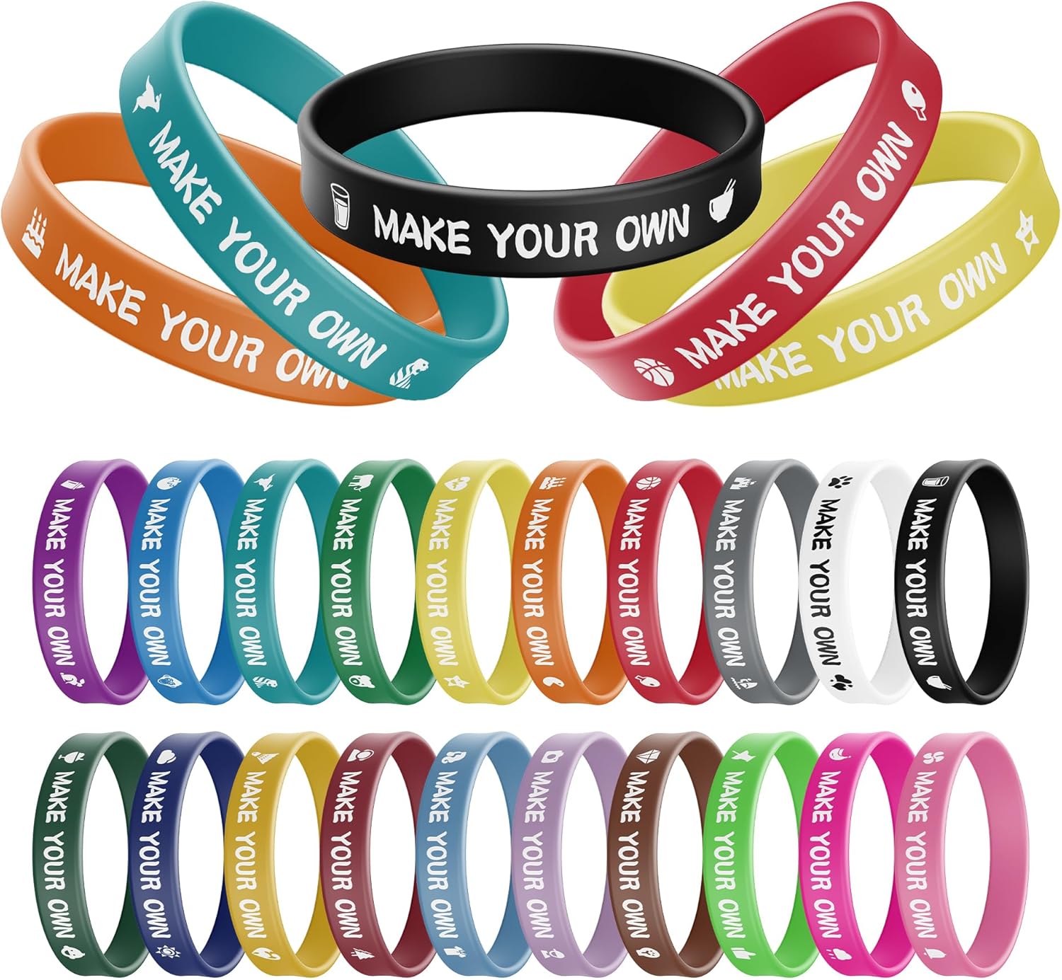 Wanstay Custom Silicone Wristbands Bulk 30/100/500/1000 Pieces with Picture Text, Scrapbooking, Logos, Messages, Personalized Rubber Bracelets, Great for Incentives, Events, Gifts, Support, Fundraising, Awareness, Silicone