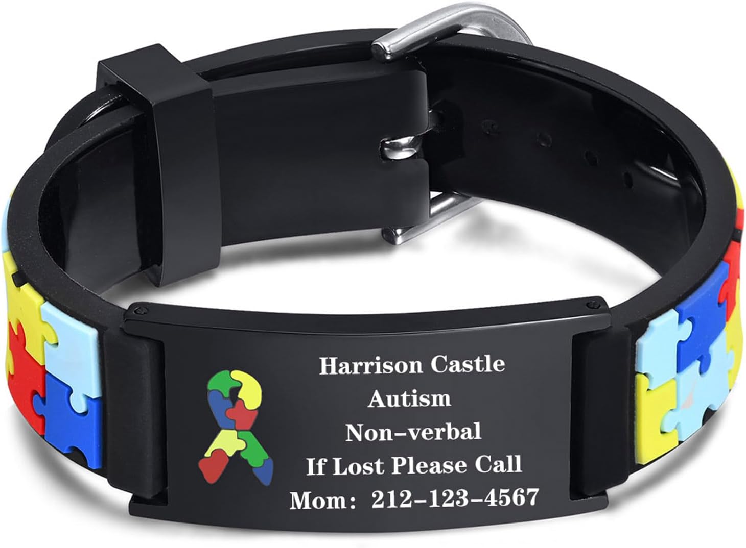 Personalized Medical ID Bracelet for Kids - Silicone Autism Allergies Cute ID Wristband with Medical Alert Badge for Kids Toddler Children, If Lost Emergency Bracelet (5.1 inch - 6.5 inch)