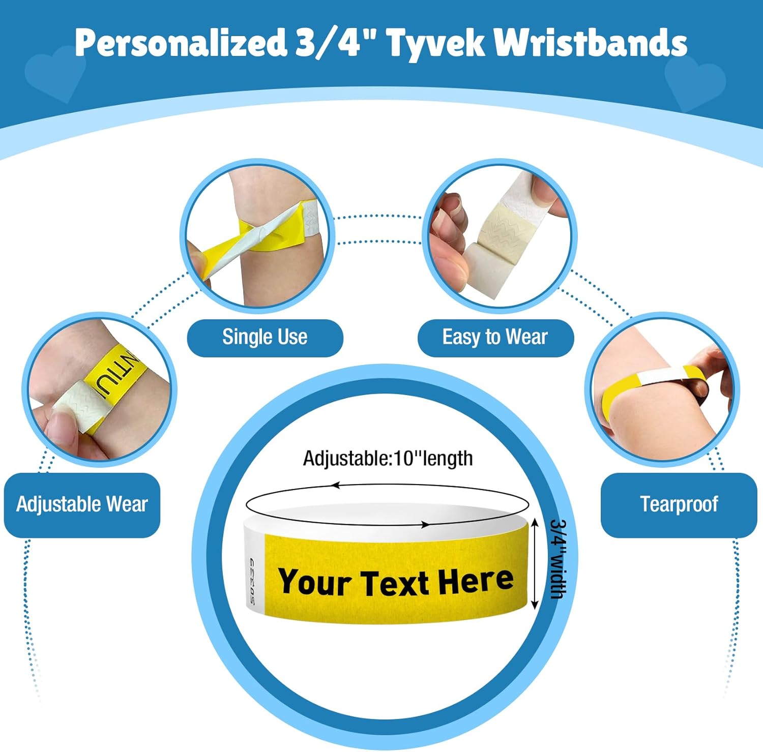 Wristbands for Events Custom Wristbands Personalized Wristbands Tyvek Custom Wristbands Custom Paper Armbands For Business Signs Party Custom Wristbands Customizable Bracelets