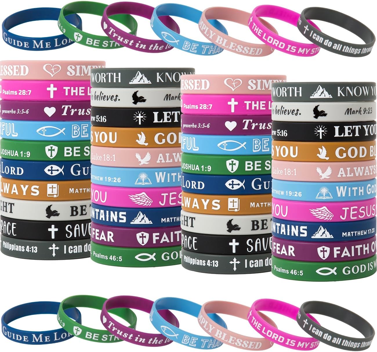 80 Pack Bible Verse Bracelets