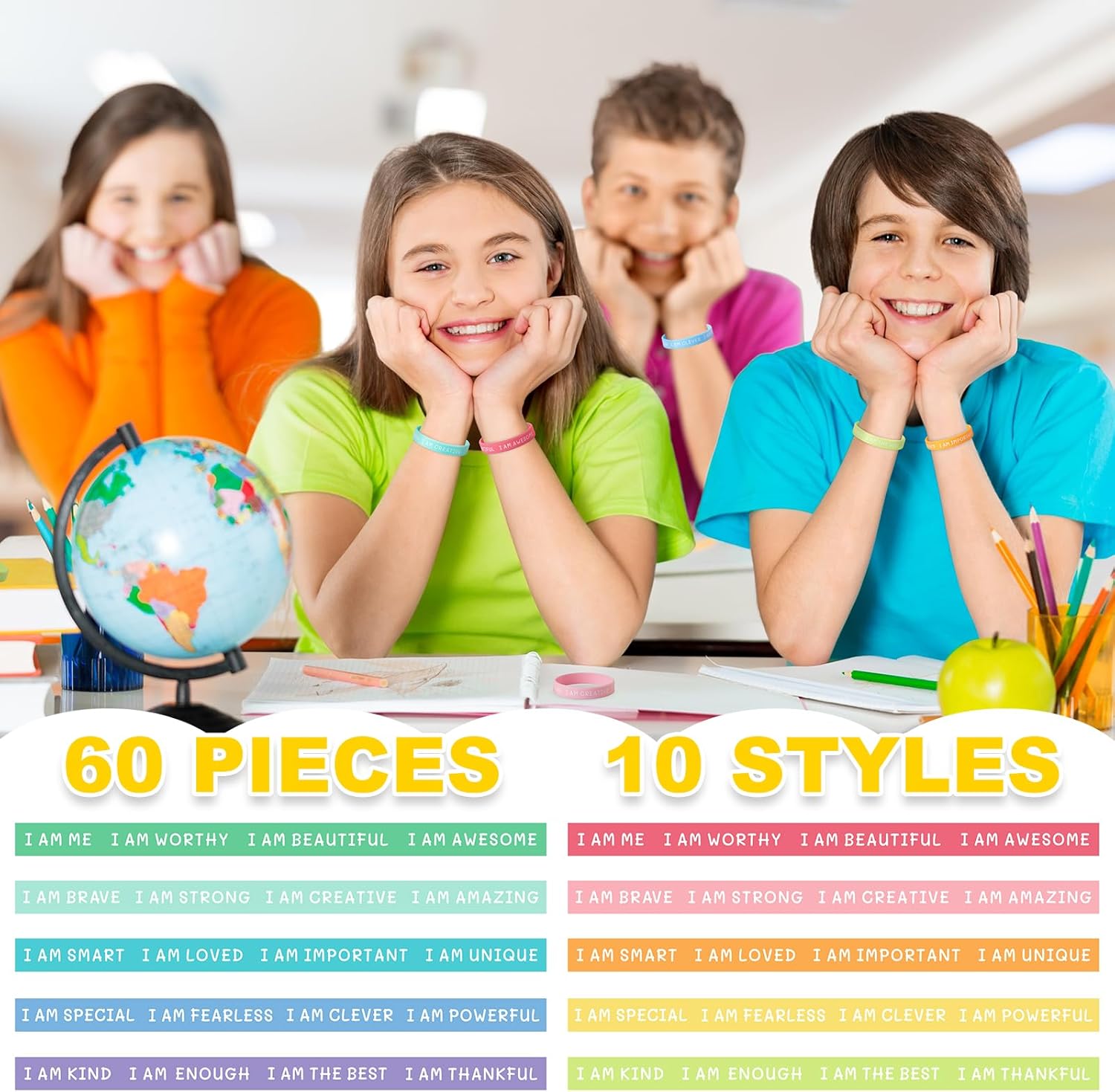 60 Pack Inspirational Wristbands