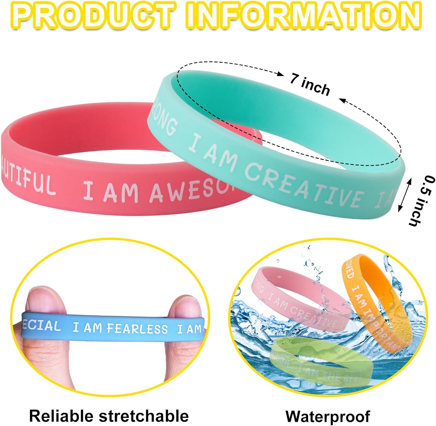 60 Pack Inspirational Wristbands