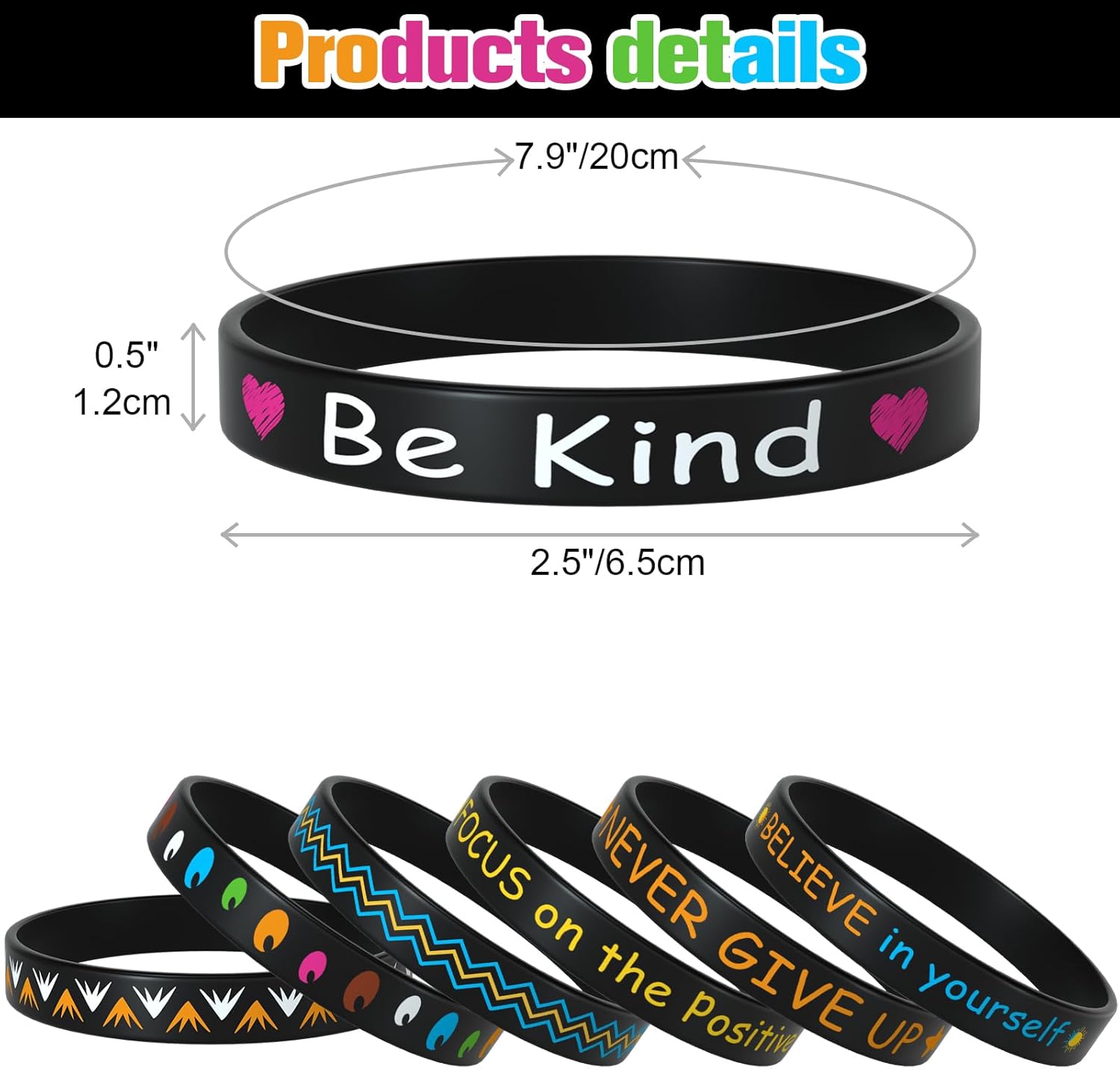 120 Pack Inspirational Rubber Bracelet