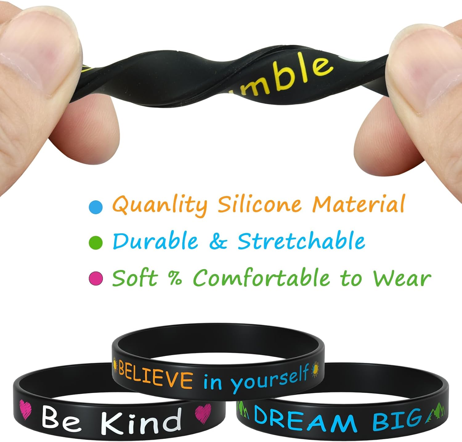 120 Pack Inspirational Rubber Bracelet