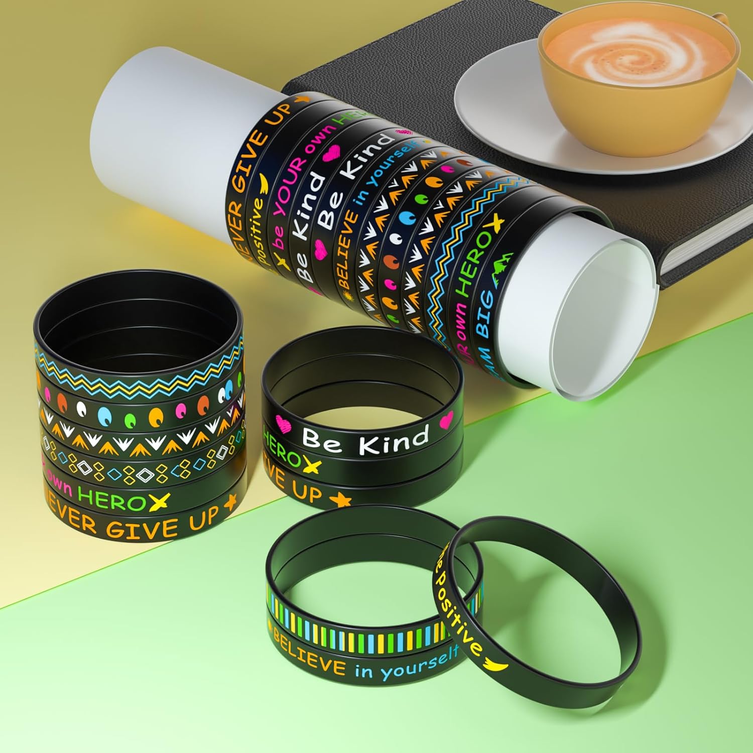 120 Pack Inspirational Rubber Bracelet