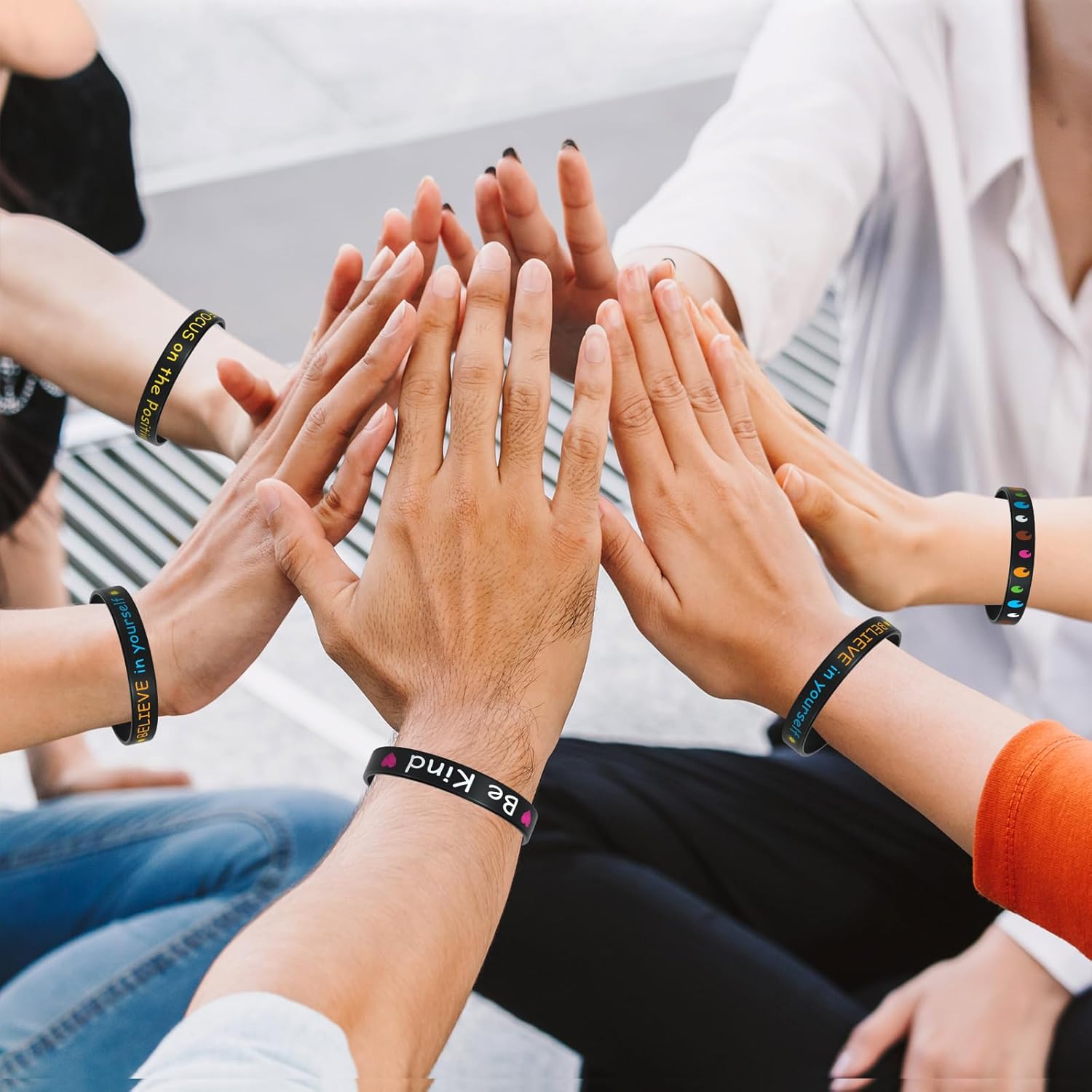 120 Pack Inspirational Rubber Bracelet