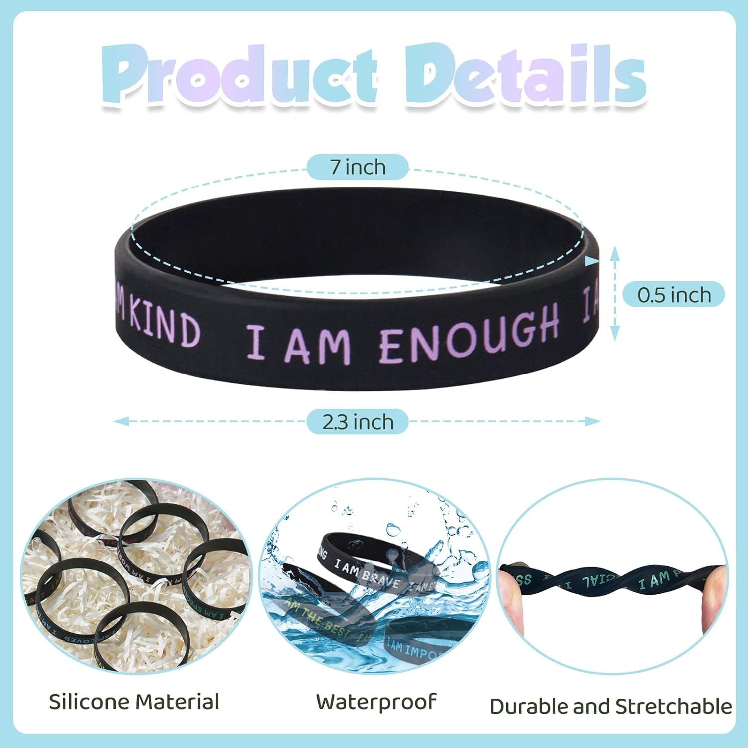 1 Pieces Student Inspirational Silicone Wristbands