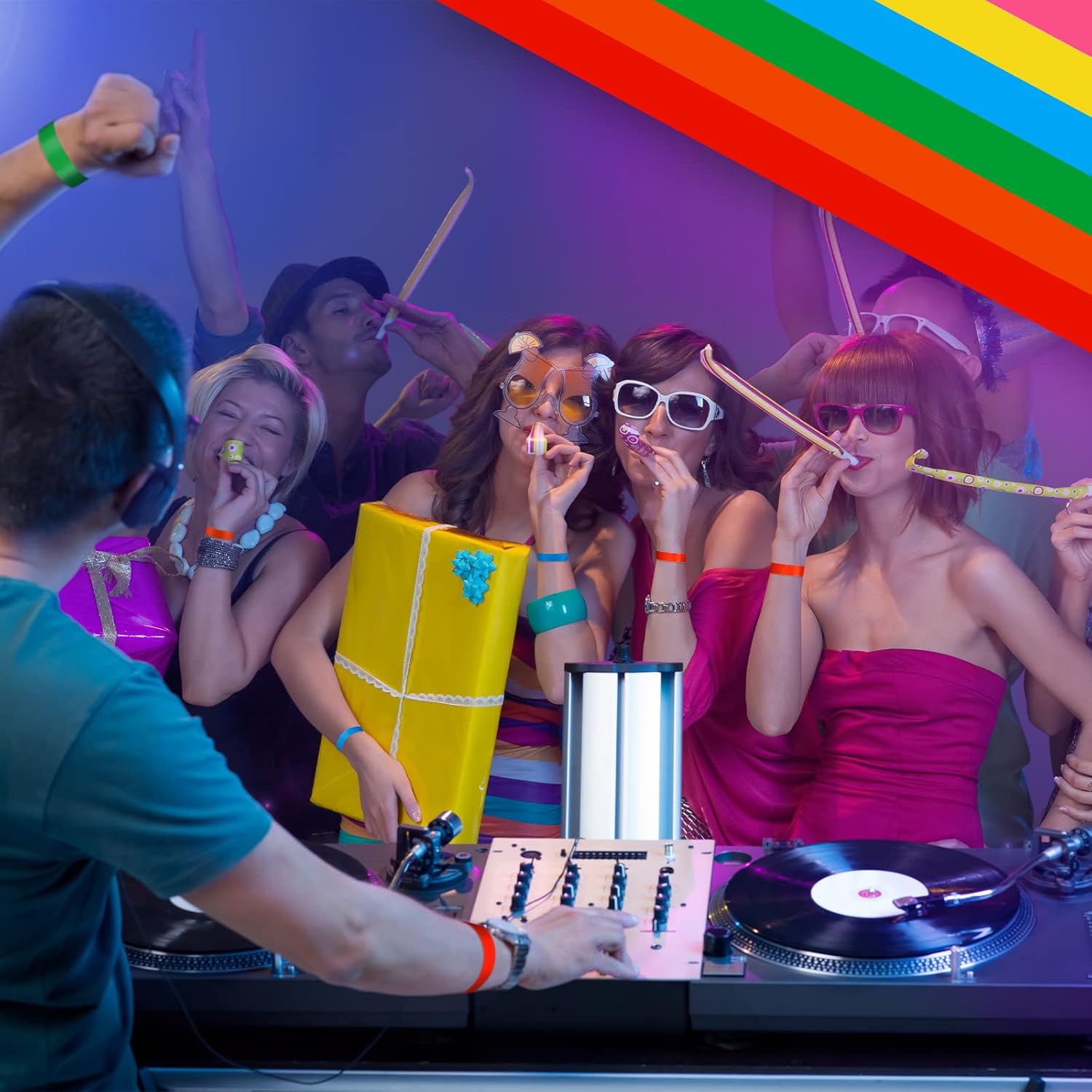 2400 Neon Paper Wristbands Only Bulk - Waterproof, Lightweight, Adhesive - Concert, Event, Party Hand Wrist Identification (Multi-Color)