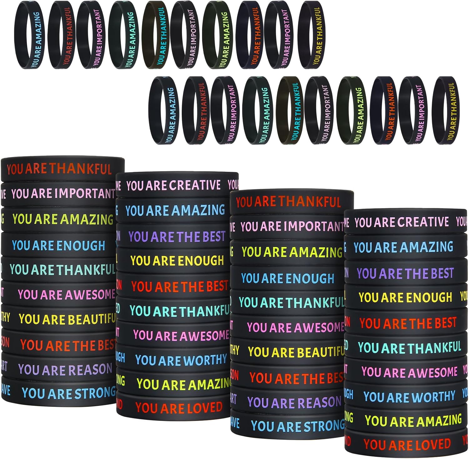 Inspirational Wristbands, Colorful Rubber Bracelets