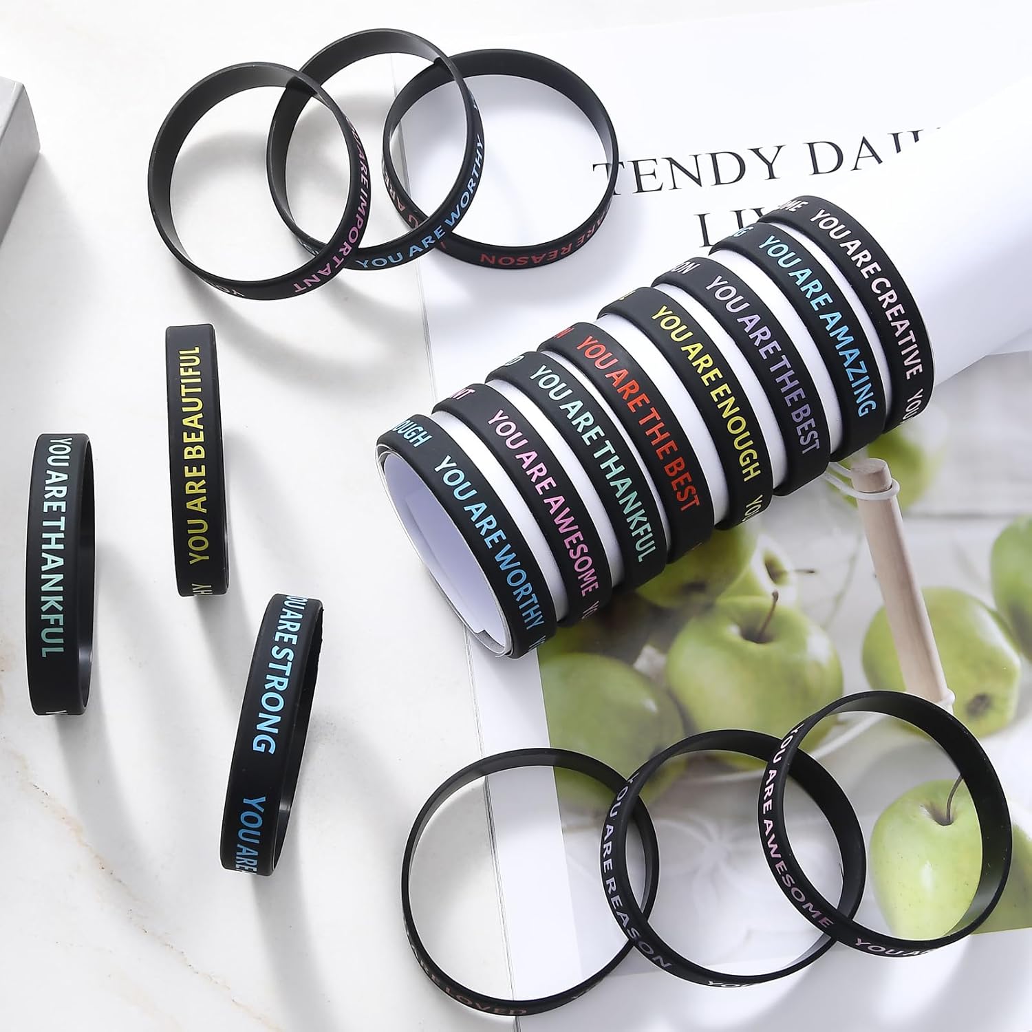 Inspirational Wristbands, Colorful Rubber Bracelets