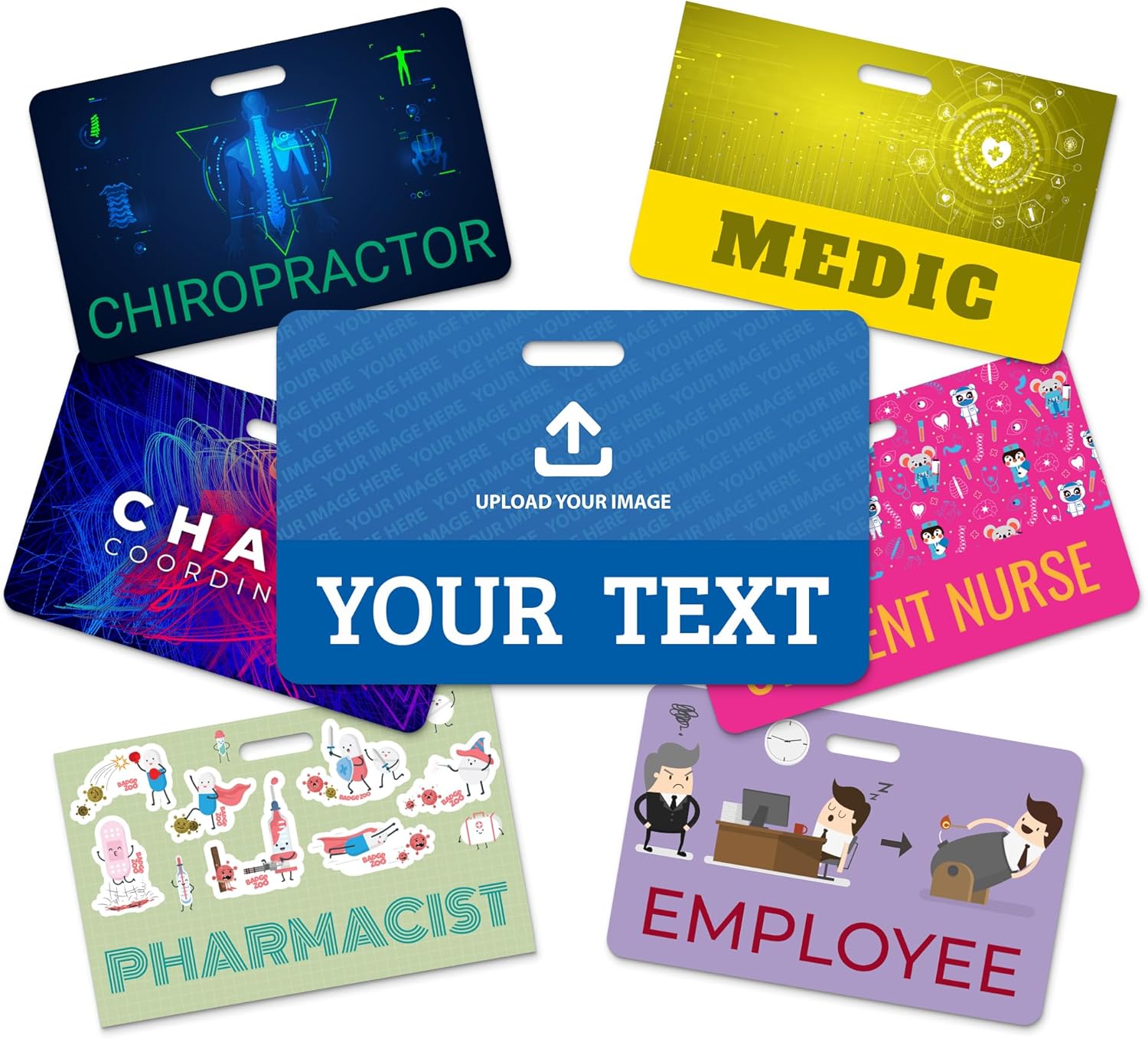 Personalized image badge partner - Horizontal standard ID card - Double-sided printing - Multiple colors and fonts available