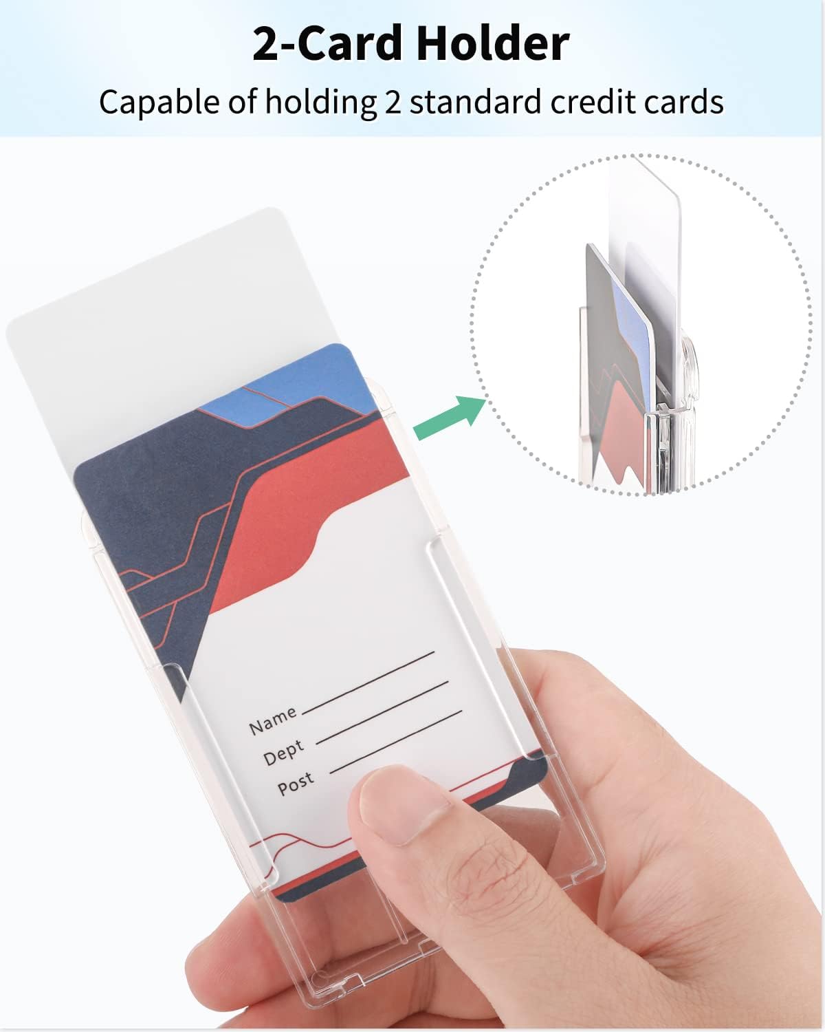 2-Pack Vertical 2 Card Badge Holder with Thumb SlotHard Clear PC Case for Office School ID Credit Cards Driver's License and Passes