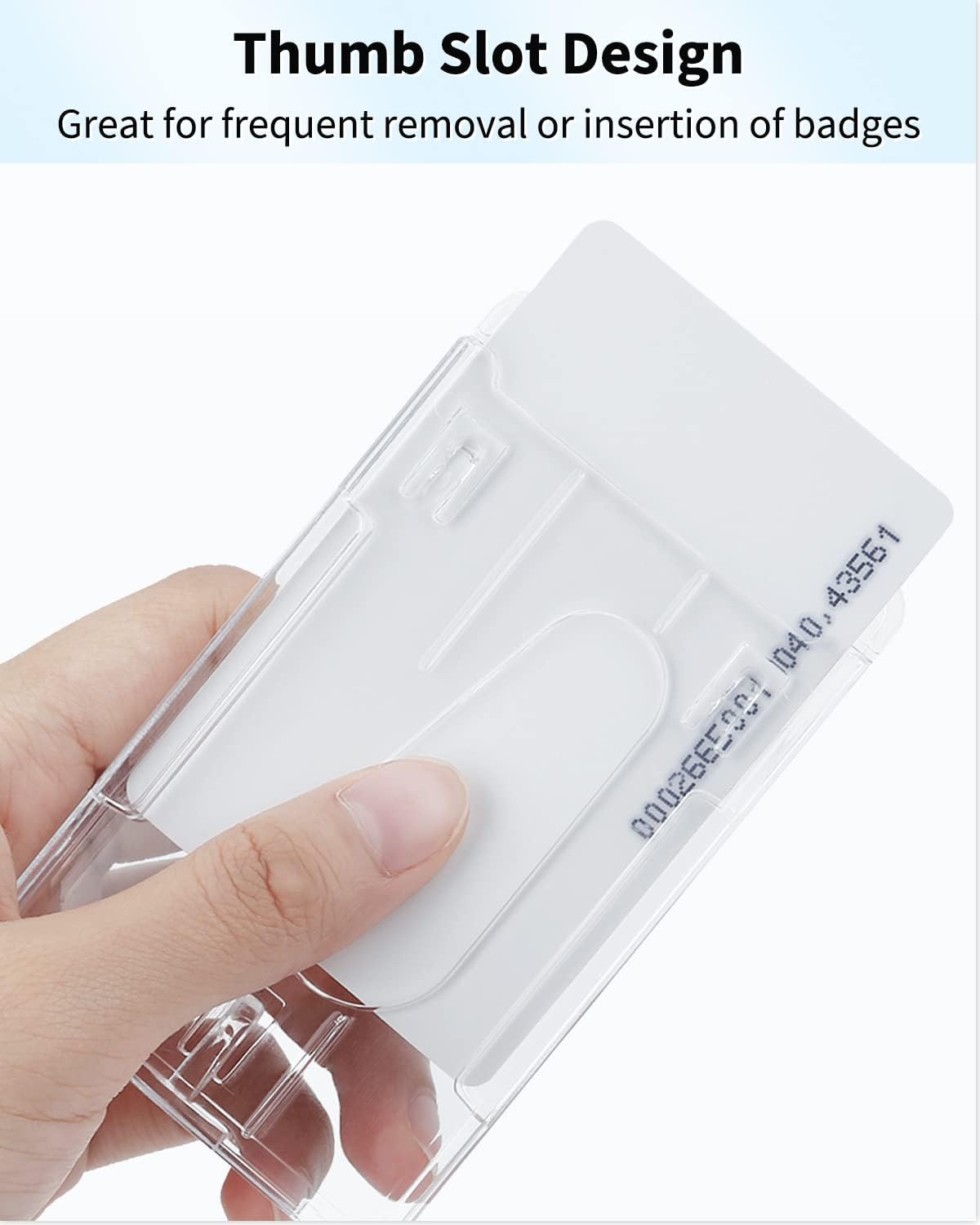 2-Pack Vertical 2 Card Badge Holder with Thumb SlotHard Clear PC Case for Office School ID Credit Cards Driver's License and Passes