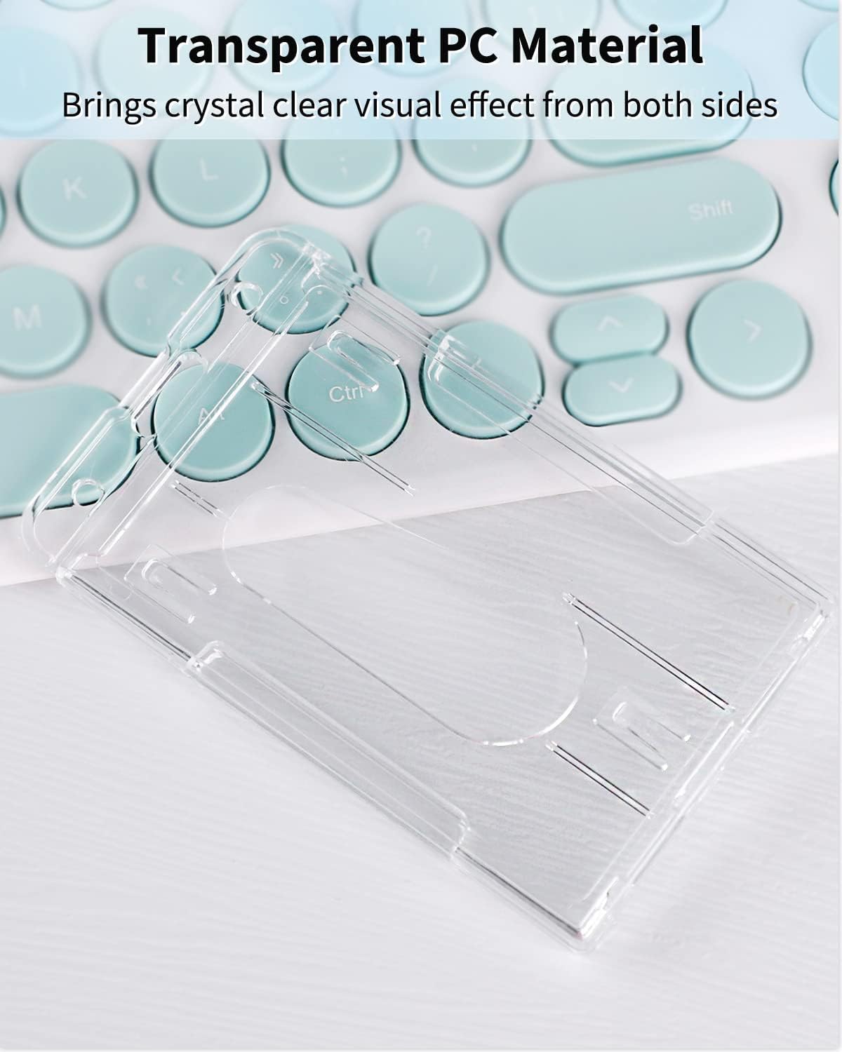 2-Pack Vertical 2 Card Badge Holder with Thumb SlotHard Clear PC Case for Office School ID Credit Cards Driver's License and Passes