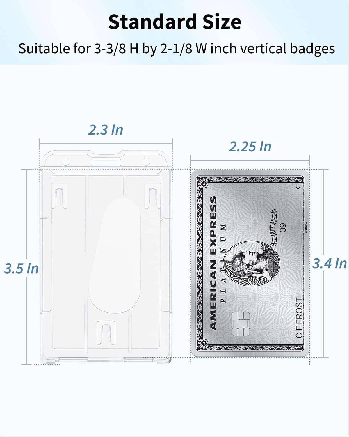 2-Pack Vertical 2 Card Badge Holder with Thumb SlotHard Clear PC Case for Office School ID Credit Cards Driver's License and Passes