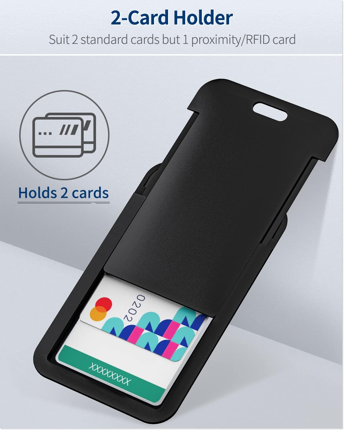 3 Piece Sliding ID Card Holder Hard Black Vertical Plastic Card Holder Protective Pouch with Clear Window for Office School ID Credit Card Proximity Key Card Driver's License and Passes