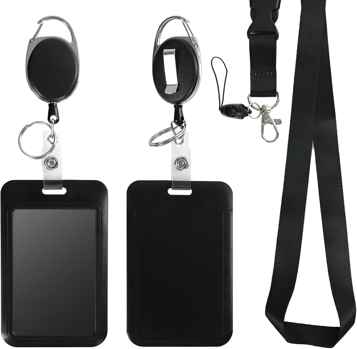 Retractable ID Badge Holder with Detachable Lanyard,Heavy Duty Badge Reel,Detachable Key Chain,Cruiser Card Holder,Nurse Officer Teacher Safety Officer Women Men