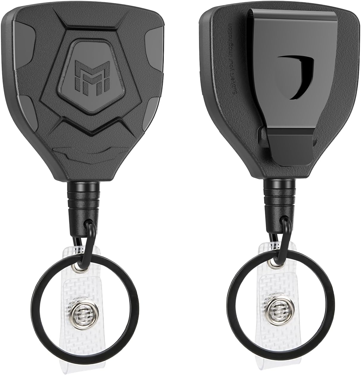 MNGARISTA Heavy Duty Retractable Keychain with Belt Clip, Retractable ID Badge Reel, Retractable Badge Holder with 31.5 Inch (Approx. 80.0 cm) Steel Cord and Key Ring, 9 Ounce (Approx. 255.1 Grams), Pack of 2