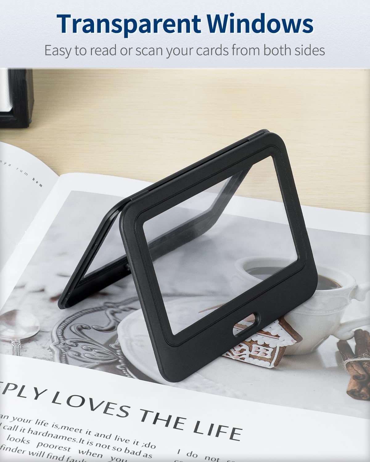 3 Piece ID Badge Holder with Dual Sided Windows Horizontal Hard Plastic Case Black Card Protective Pouch For Office School ID Credit Cards Proximity Key Cards Driver's Licenses and Passes