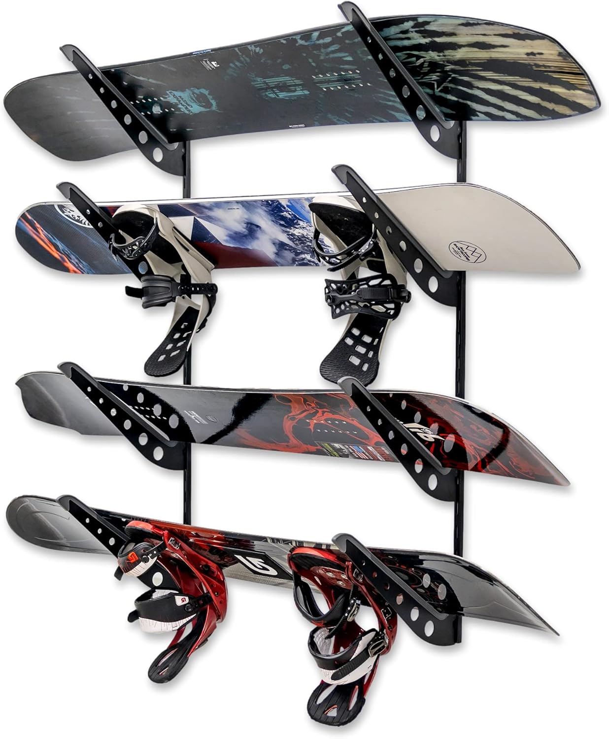 Adjustable Snowboard Storage Rack Wall Mounted 4 Board Display