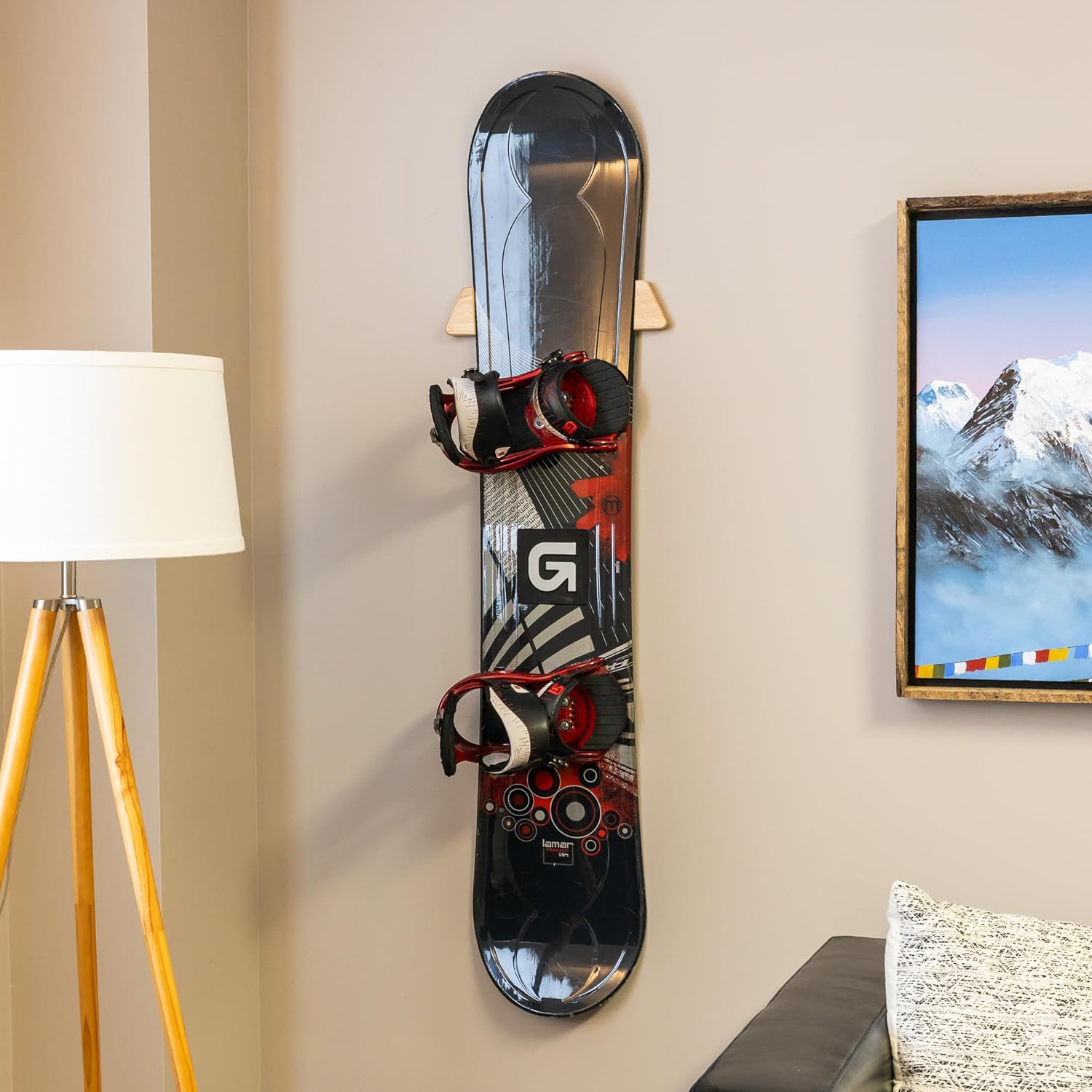 Adjustable Size Wooden Snowboard Rack Solid Wood