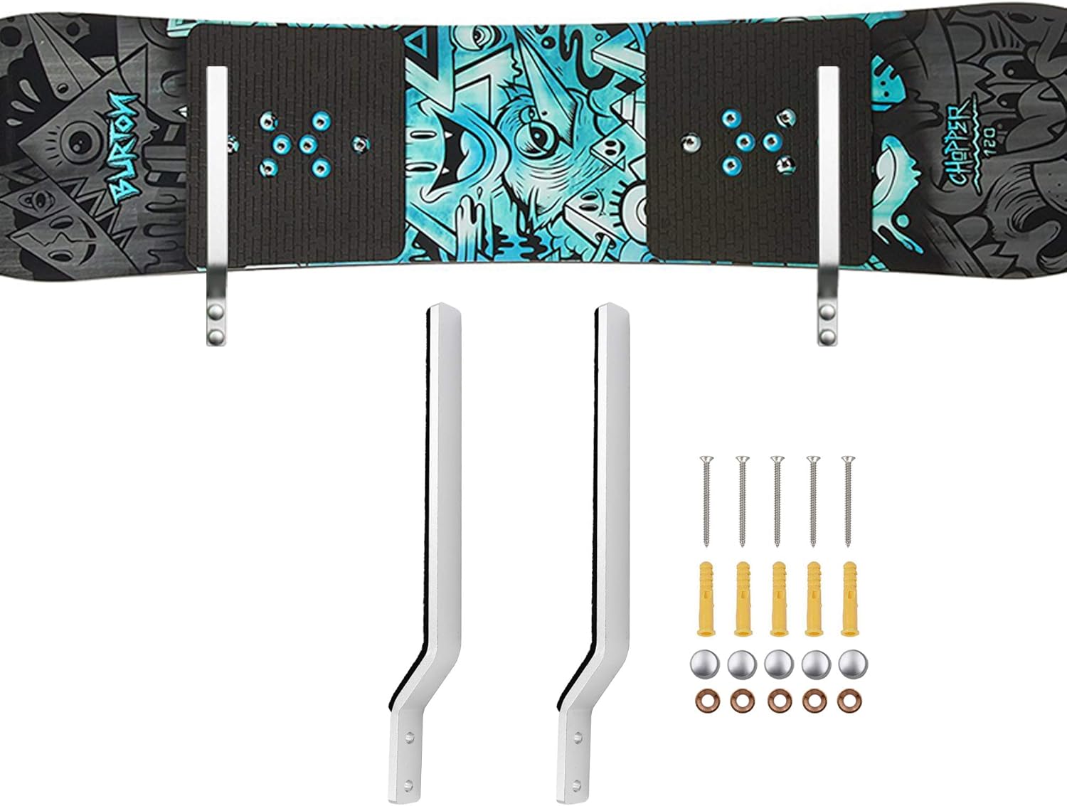 Hardware and Screw Cover Snowboard Storage Rack
