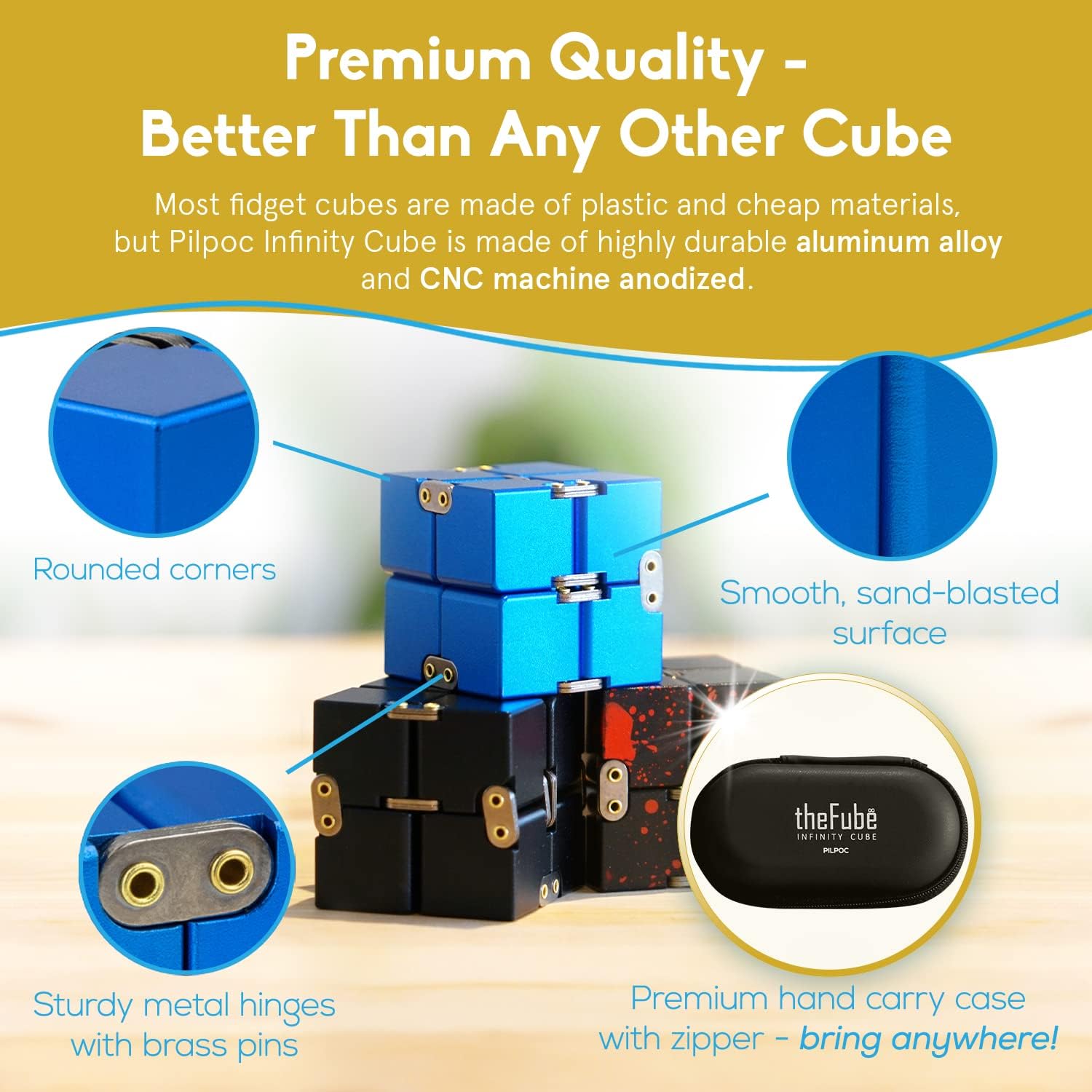 Fidget Desktop Toys - Aluminum Infinity Cube