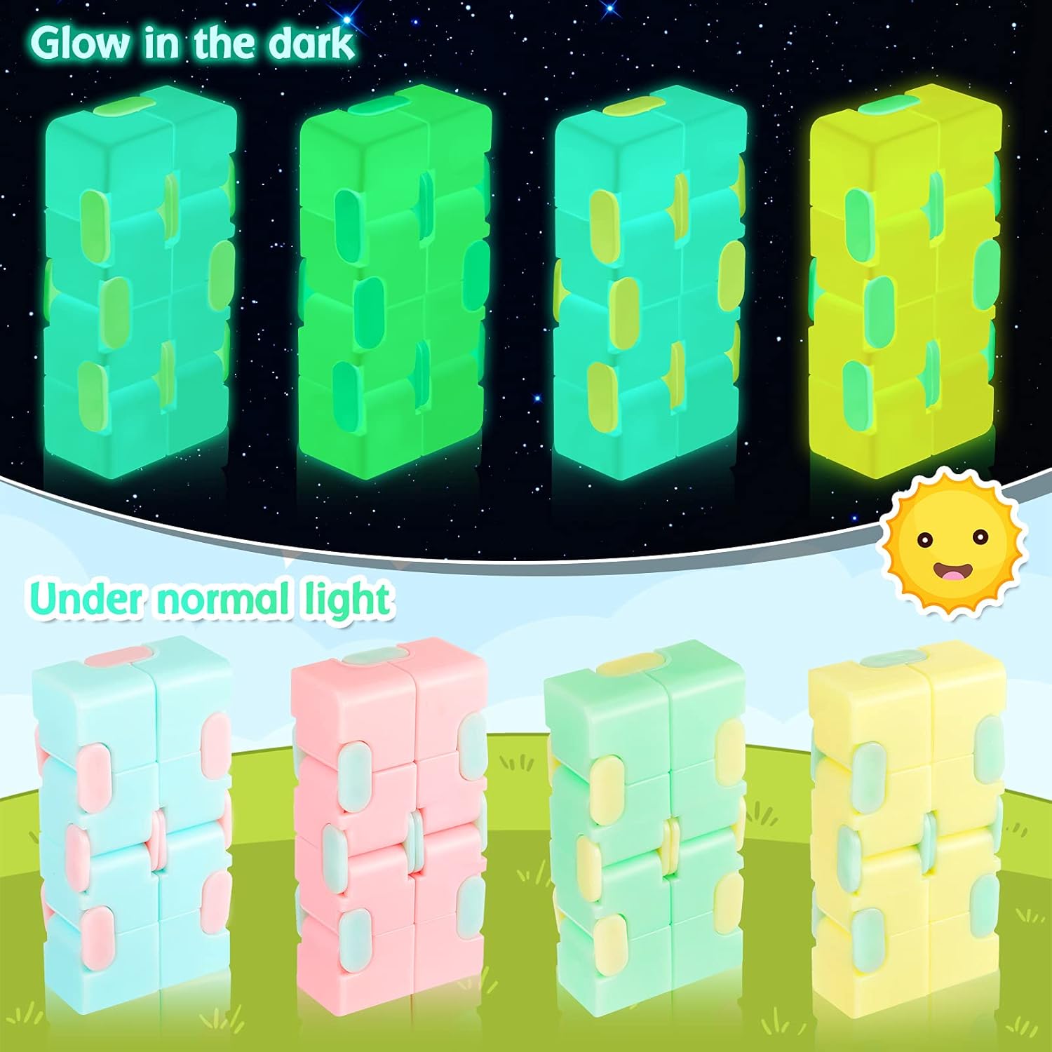4 Pack Infinity Cube, Stress Relief Anxiety Relief