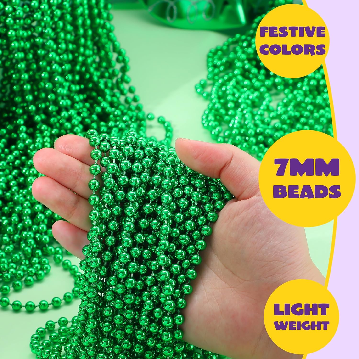 120 Pieces Mardi Gras Beaded Necklace