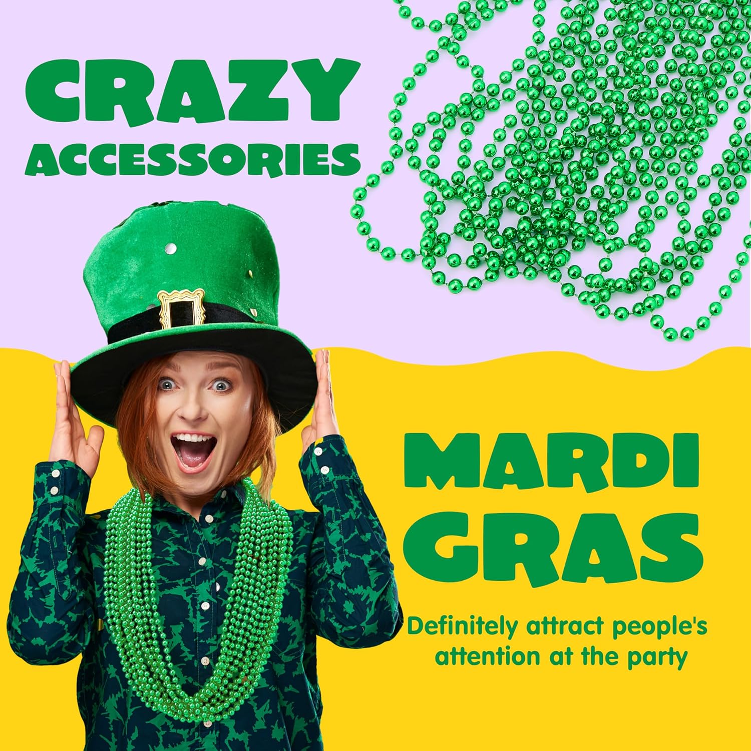 120 Pieces Mardi Gras Beaded Necklace