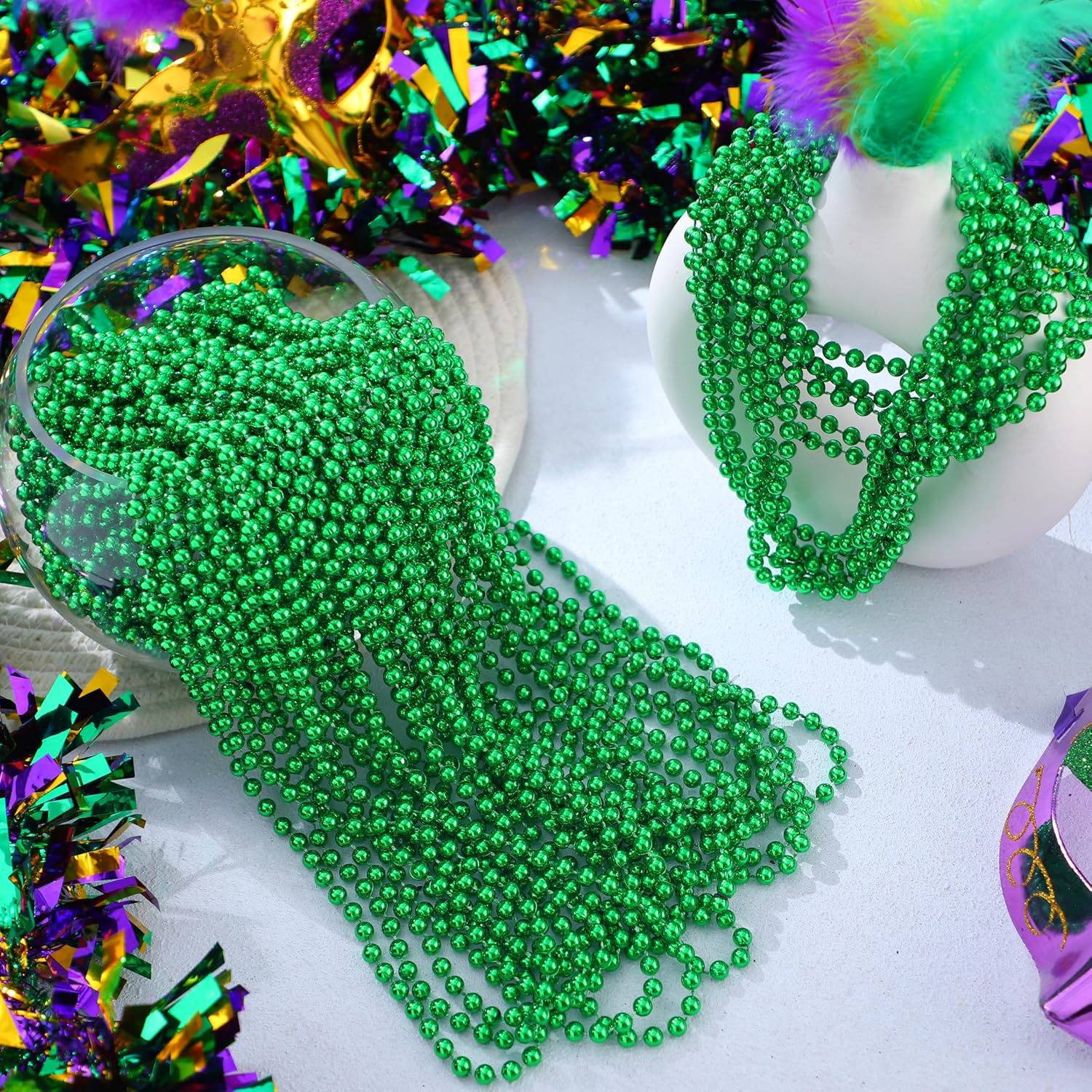 120 Pieces Mardi Gras Beaded Necklace